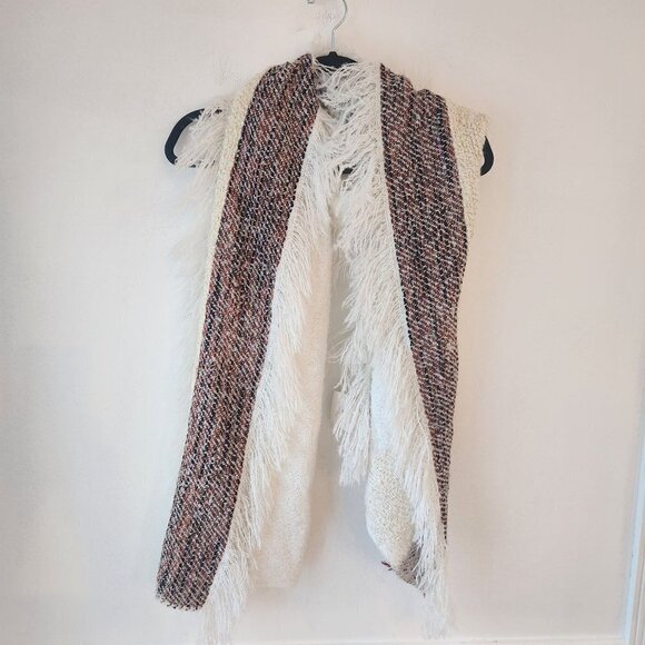 World Market Accessories - NWT World Market Soft Fleece Mixed Media Boho Winter Scarf Fringe Trim OS